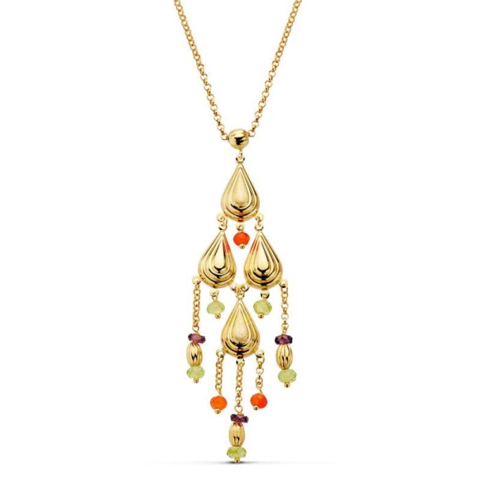 18K COLLAR PIEDRAS ORO AMARILLO 42CM