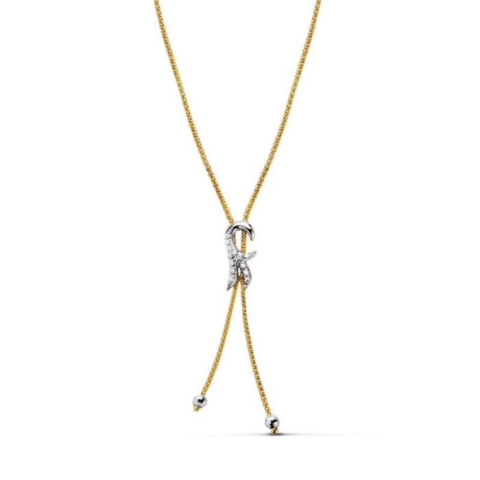 18K GARGANTILLA ORO BICOLOR FLOR LIS 45CM PESO 7.35 GR