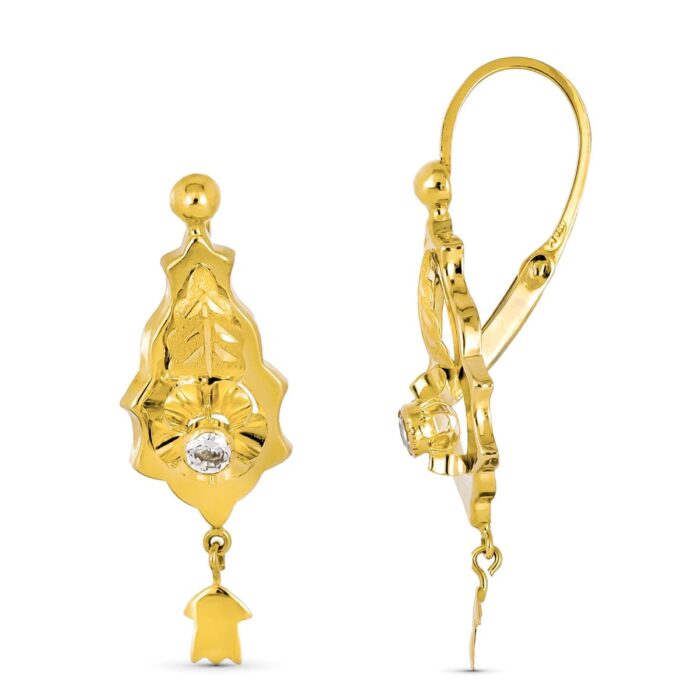 18K PENDIENTES ORO AMARILLO CIGARRON 36X10 MM CIERRE GANCHO
