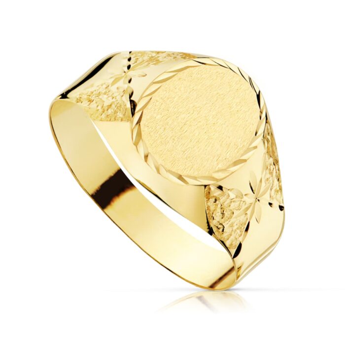 18K SORTIJA SELLO ORO AMARILLO CADETE TALLADO HUECO