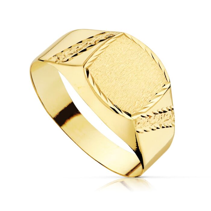 18K SELLO ORO AMARLLO HUECO CADETE TALLADO