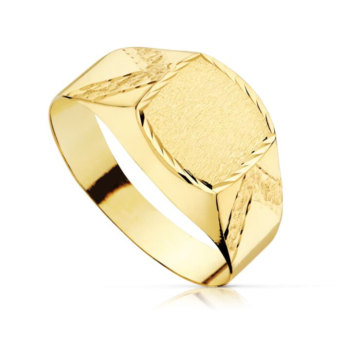 18K SELLO ORO AMARILLO HUECO CADETE TALLADO