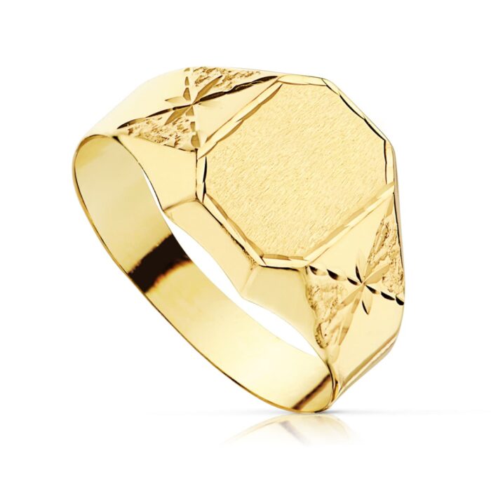 18K SELLO ORO AMARILLO CADETE TALLADO HUECO