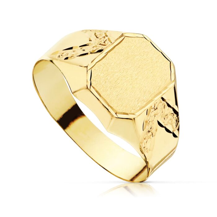 18K SELLO ORO AMARILLO HUECO CADETE TALLADO