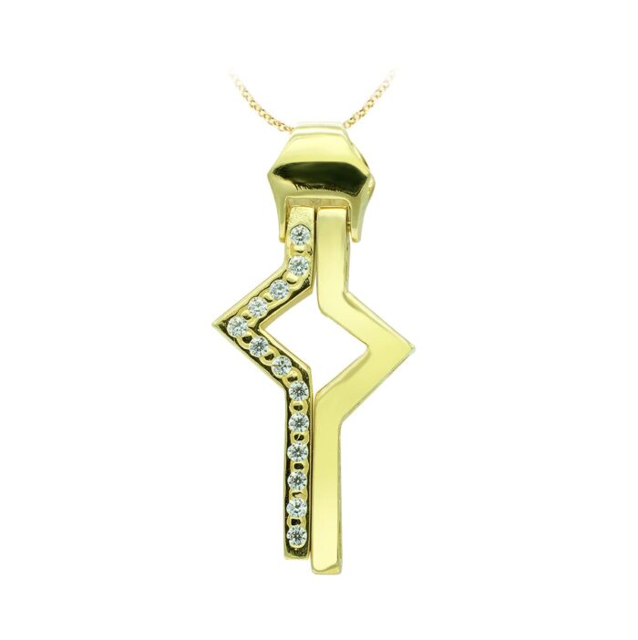18K CRUZ ORO AMARILLO CIRCONITA 31X14 MM