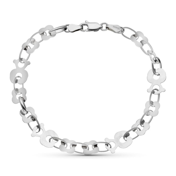 18K PULSERA ORO BLANCO ESLABONES OSOS 19CM