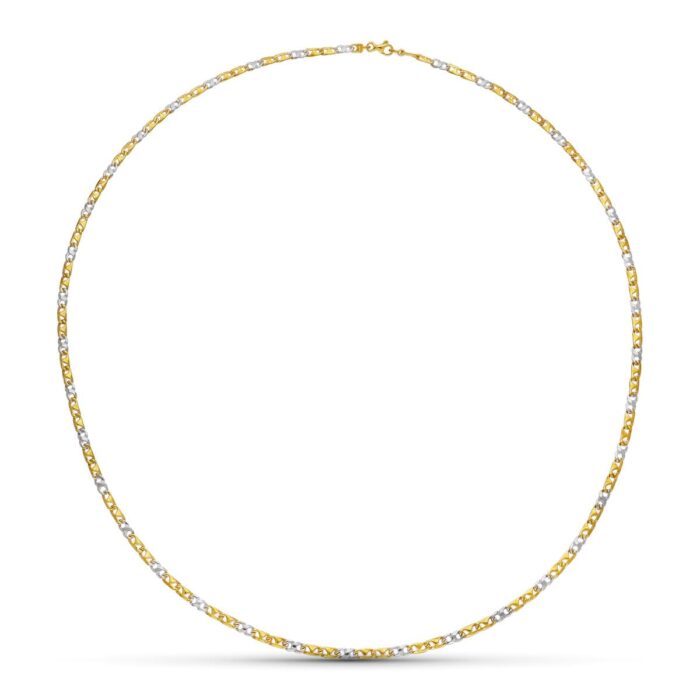 18K CADENA ORO BICOLOR MACIZA ESLABONES 45CM