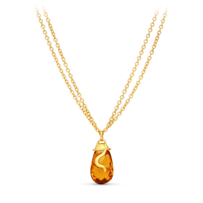 18K GARGANTLLA ORO AMARILLO PIEDRA VERDE 45CM