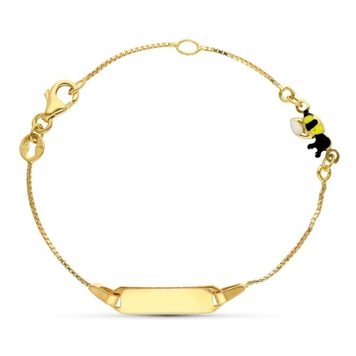 18K ESCLAVA ORO AMARILLO ABEJA ESMALTE 16CM
