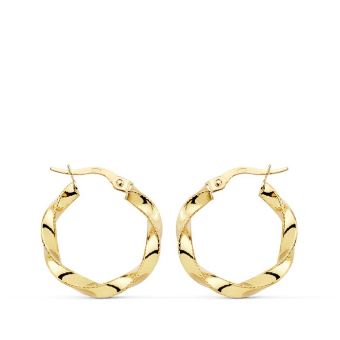 18K AROS ORO AMARILLO RELIADOS HILO 21X3 MM