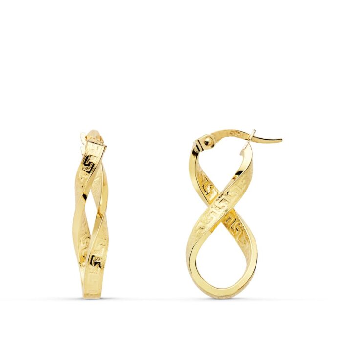 18K AROS ORO AMARILLO OCHOS GRECA 25X12 MM