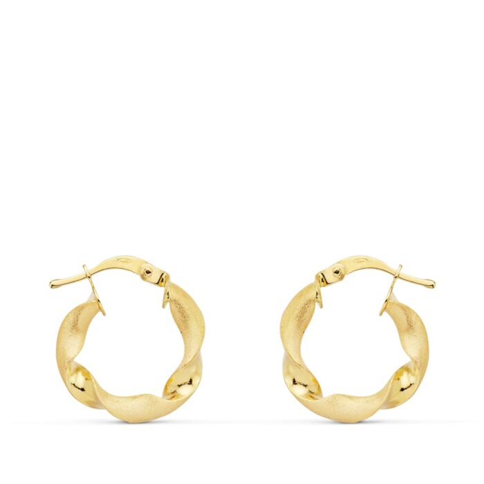 18K AROS ORO AMARILLO MATE Y BRILLO HUECOS 17 MM