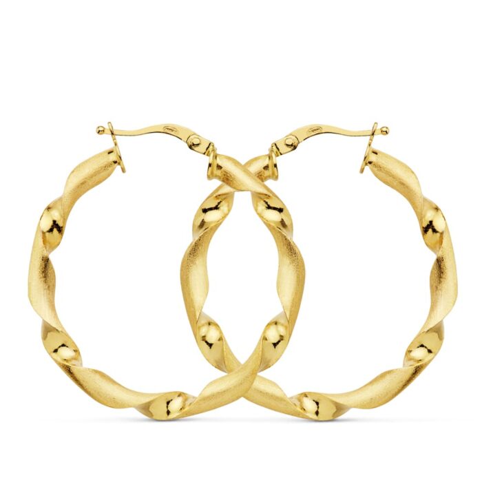 18K AROS ORO AMARILLO MATE Y BRILLO HUECOS 31 MM