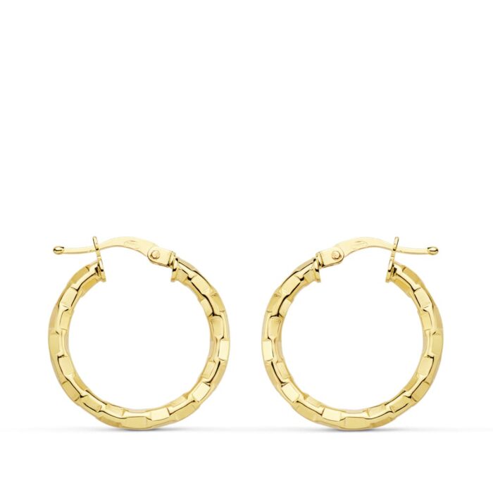 18K AROS ORO AMARILLO HUECOS CUADRADOS 20X2 MM
