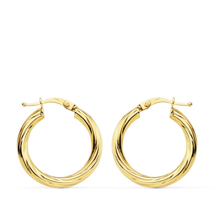 18K AROS ORO AMARILLO HUECOS BRILLO 21 MM