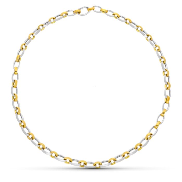 18K GARGANTILLA ORO BICOLOR ESLABONES OVALES