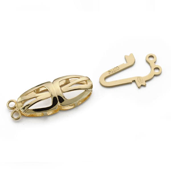 18K FORNITURA CIERRE BROCHE DE COLLAR ORO AMARILLO 2VIRGEN 21X8 MM