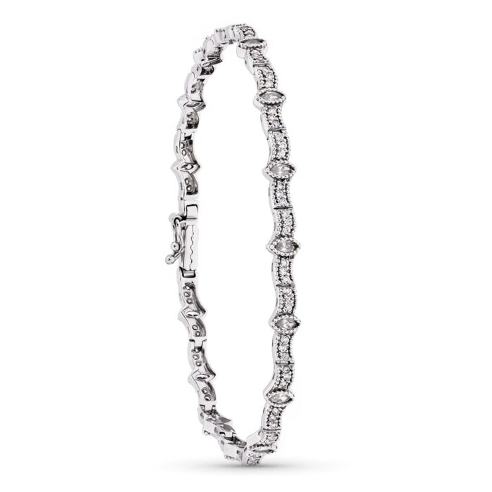18K PULSERA ORO BLANCO Y CIRCONITA 19CM
