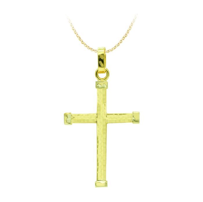 18K CRUZ ORO AMARILLO HUECA BICOLOR 39X24 MM