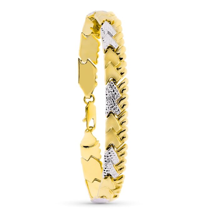 18K PULSERA ORO BICOLOR ESTAMPACION 19CM