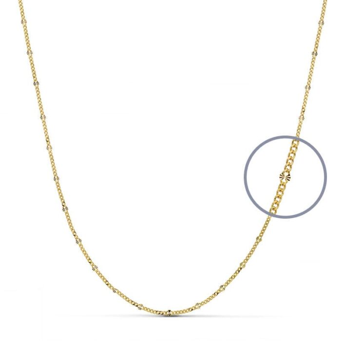 18K CADENA ORO AMARILLO MACIZA DIAMANTADA 50CM 1.5 MM