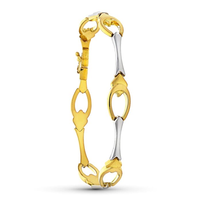 18K PULSERA ORO BICOLOR ESLABONES 19CM