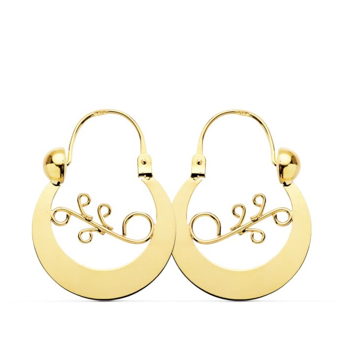 18K AROS CRIOLLAS ORO AMARILLO CANARIAS 27X20 MM
