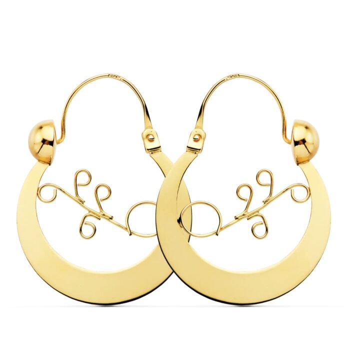 18K AROS CRIOLLAS ORO AMARILLO CANARIAS 30X24 MM