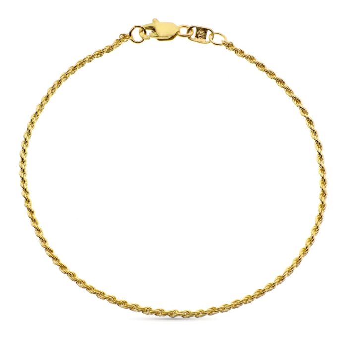 18K PULSERA ORO AMARILLO CORDON SALOMONICO ANCHO 1.5 MM 20CM