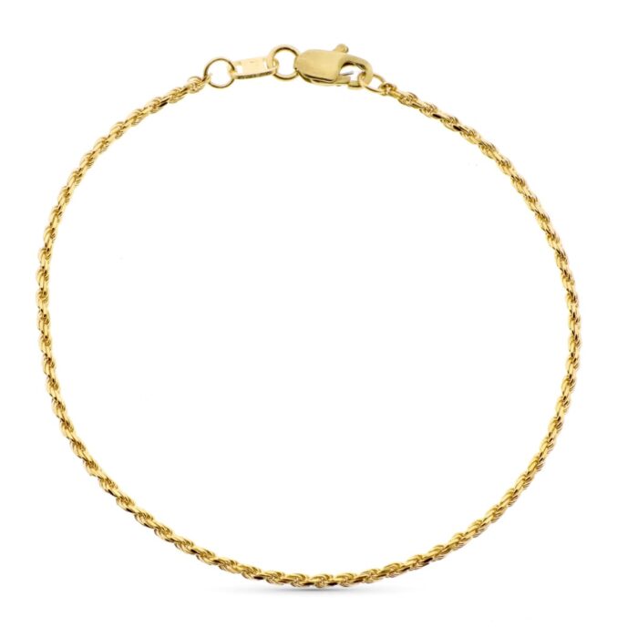 Pulsera de oro amarillo 18 quilates con diseño de cordón salomónico trenzado de 1.5 mm de ancho