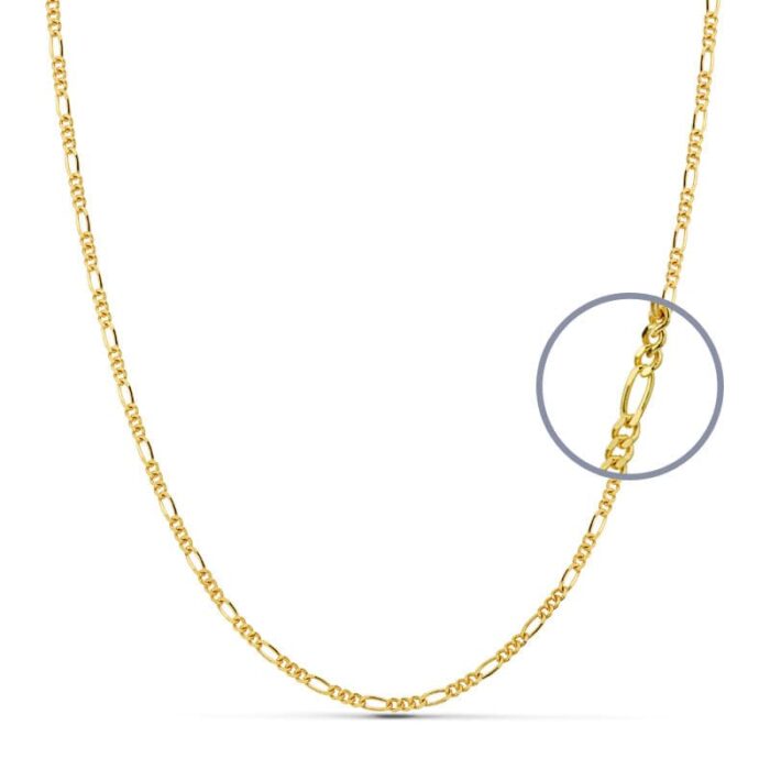 Cadena estilo Cartier 3x1 de oro amarillo macizo 18K con eslabones planos de 1.7 mm de ancho
