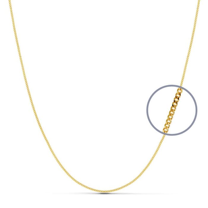 18K CADENA ORO AMARILLO MACIZA BARBADA 60CM 1 MM