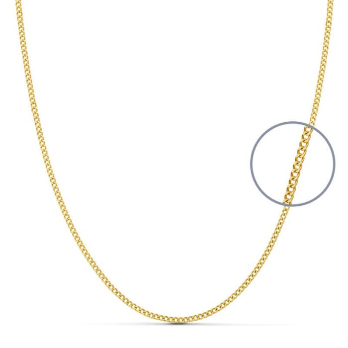 18K CADENA ORO AMARILLO MACIZA BARBADA 60CM ANCHO 1.2 MM