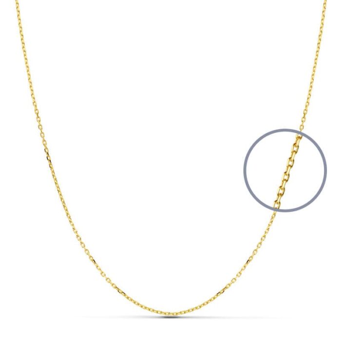 18K CADENA ORO AMARILLO MACIZA FORZADA 45CM 1 MM