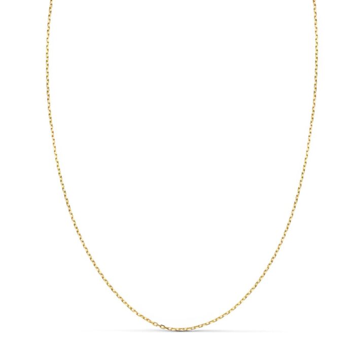 18K CADENA ORO AMARILLO MACIZA FORZADA LARGO 60CM ANCHO 1 MM