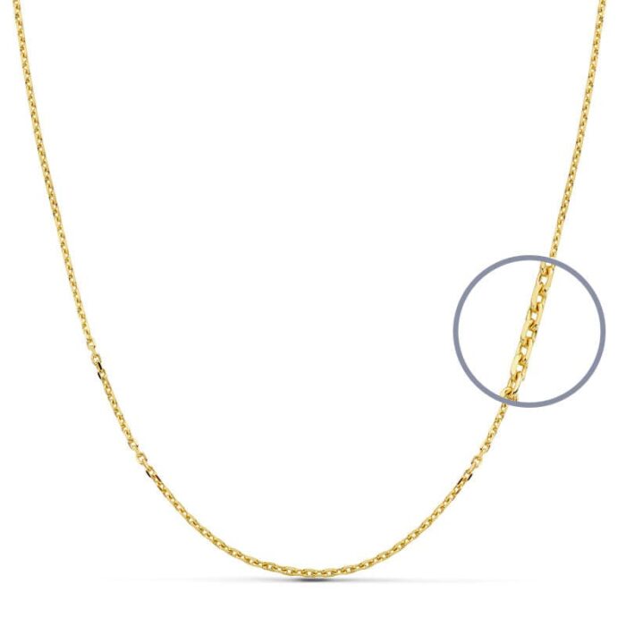 18K CADENA ORO AMARILLO  MACIZA FORZADA 60CM ANCHO 1.5 MM