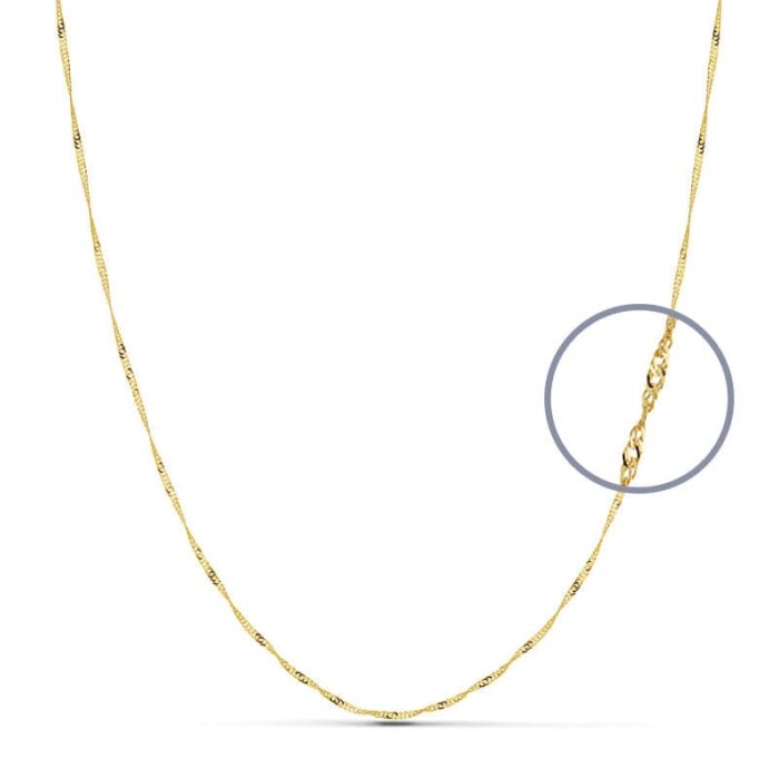 18K CADENA ORO AMARILLO MACIZA SINGAPUR 50CM 1 MM