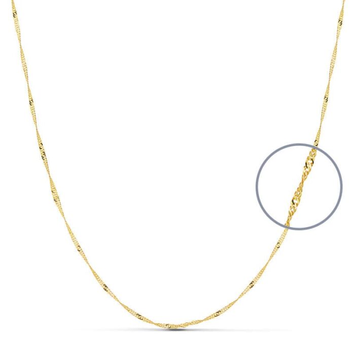18K CADENA ORO AMARILLO  MACIZA SINGAPUR 50CM 1.2 MM