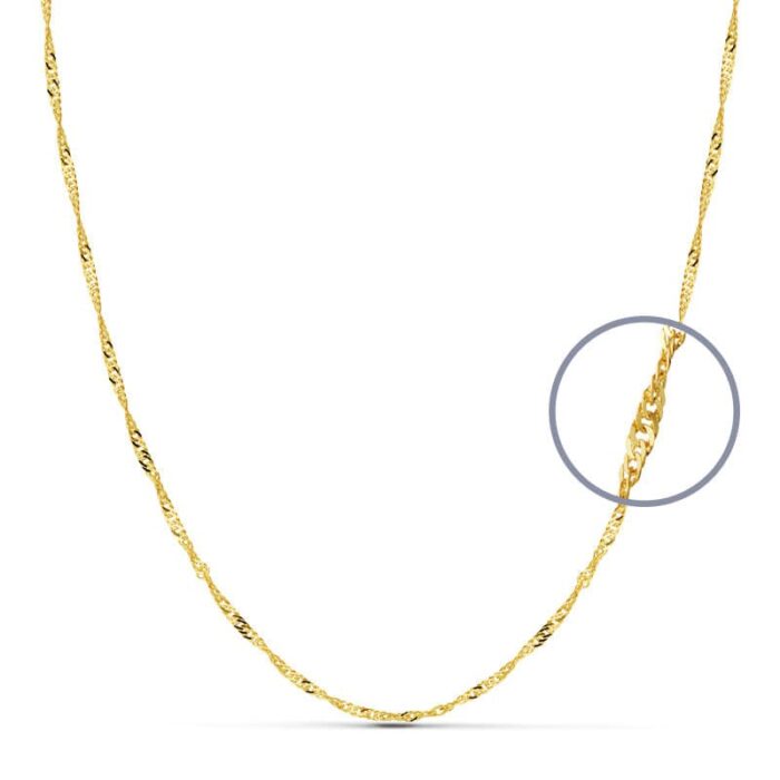 18K CADENA ORO AMARILLO MACIZA SINGAPUR 60CM 1.8 MM