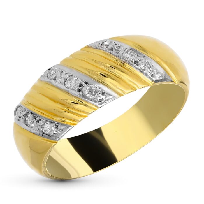 18K SORTIJA ORO AMARILLO 9 DIAMANTES TALLA BRILLANTE 0.090 QTS.