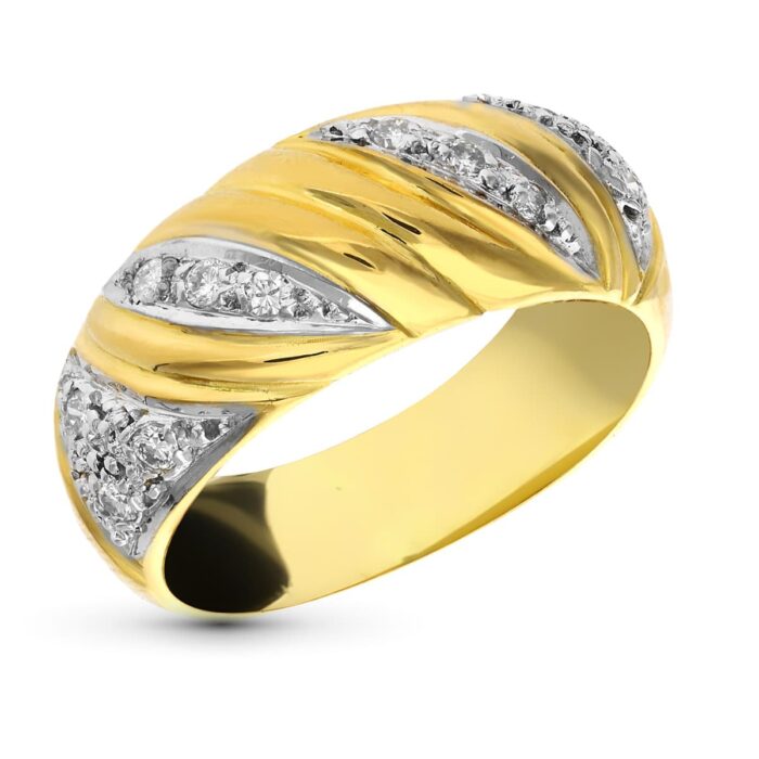 18K SORTIJA ORO AMARILLO DIAMANTES TALLA BRILLANTE 0.24  QTS. ANCHO: 8 MM