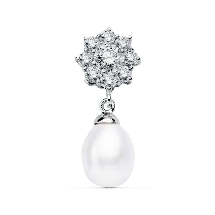18K COLGANTE ORO BLANCO CUAJO Y PERLA 23X10 MM