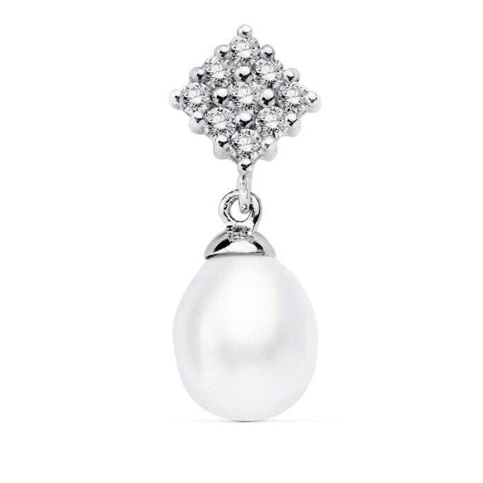 18K COLGANTE ORO BLANCO CUAJO Y PERLA 22X8 MM