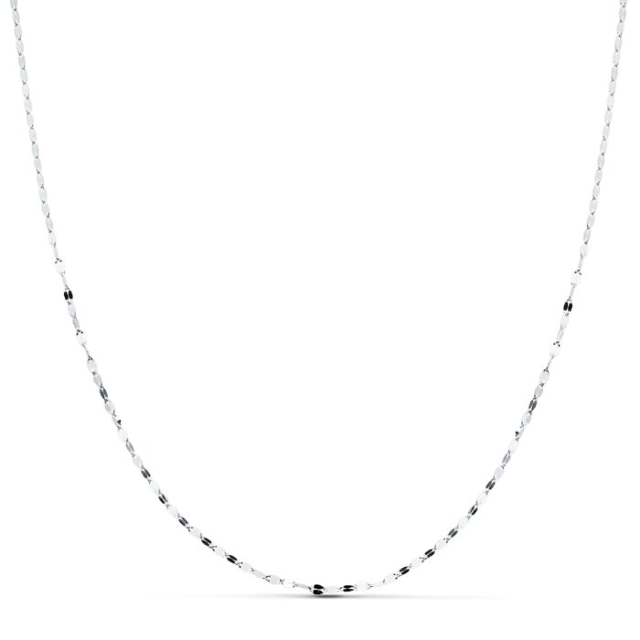 18K CADENA MACIZA ORO BLANCO DIAMANTADA 45CM 1.2 MM