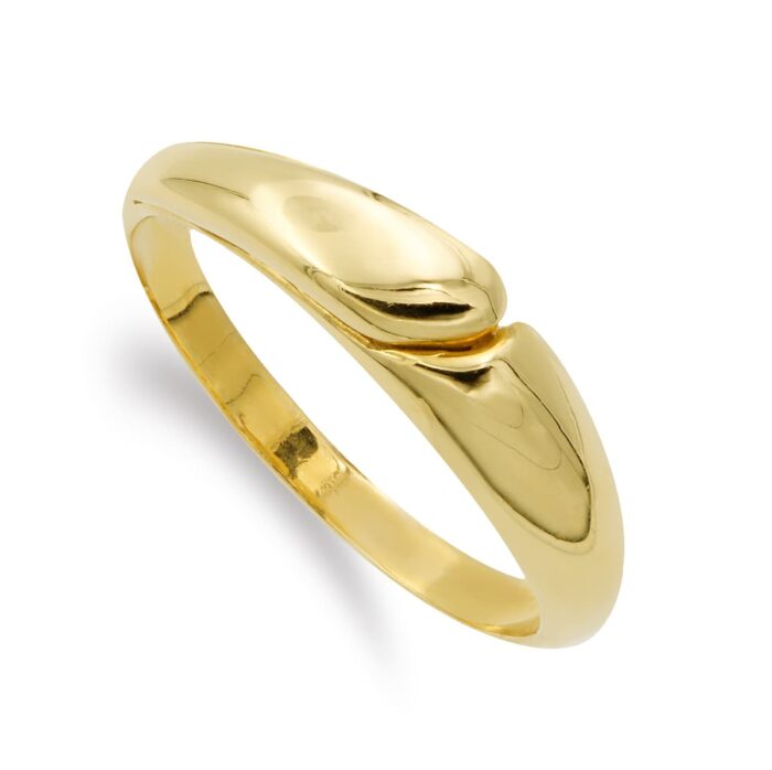 Anillo sortija de oro amarillo 18 quilates con diseño de doble banda lisa pulida y frontal de 5 mm