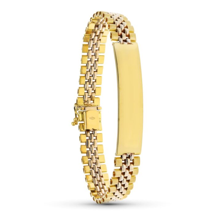 18K ESCLAVA ORO AMARILLO ESLABON PANTER 21.5 CM 10 MM