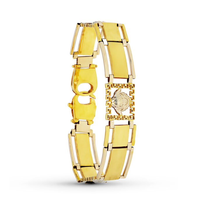 18K PULSERA MEDUSA ORO BICOLOR  MATE BRILLO 19CM