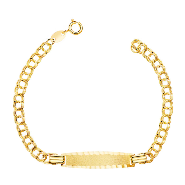 18K ESCLAVA ORO AMARILLO HUNGARA 14,5 CM  PLACA CHAPA TALLADA: 26X6MM