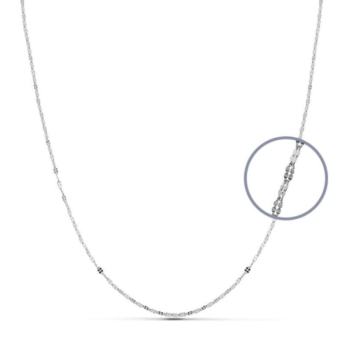 18K CADENA MACIZA  ORO BLANCO 45CM 1.1 MM
