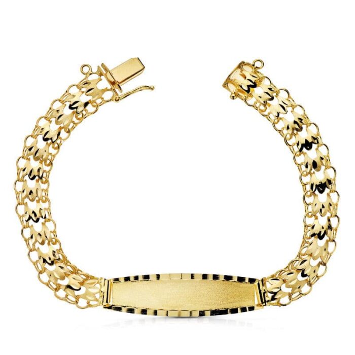 18K PULSERA ESCLAVA ORO AMARILLO PRINCESA 9 MM 21CM 12.85 GR